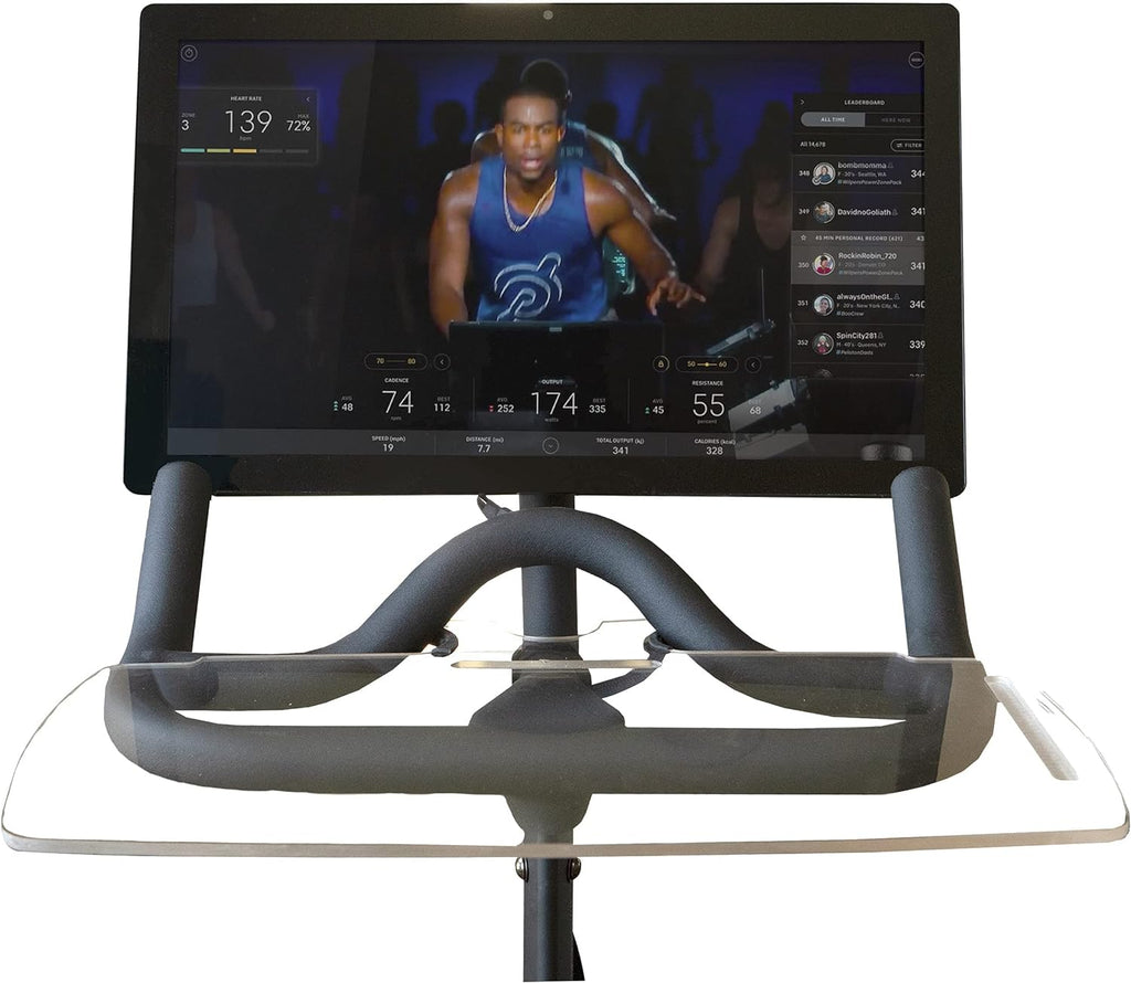 Selina for Peloton Bike Desk Tray Table for Laptop, Tablet, Phone & More | Premium Clear Acrylic Tray Compatible with The Peloton Bike Standard - Selina Peloton Accessories (Bike Standard)